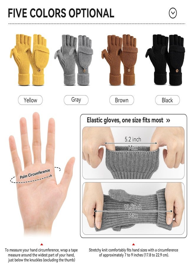 Cierto Winter Gloves for Women Men: Convertible Fingerless Gloves for Cold Weather, Womens Warm Knit Mittens - 2 pairs - Image 2